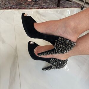 Sam Edelman Spike Lorissa Suede Heels Pumps Peep Toe 5 inch Heel